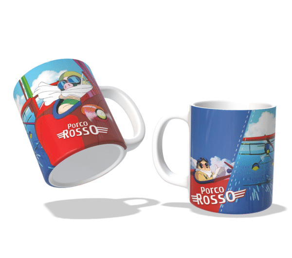 Taza Porco Rosso de cerámica blanca – vista 2