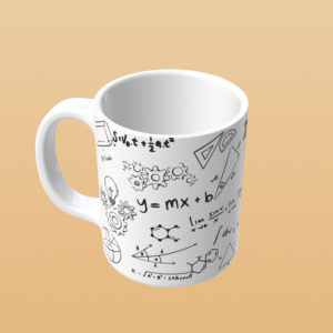 Taza matemática de cerámica blanca con fórmulas – vista 3