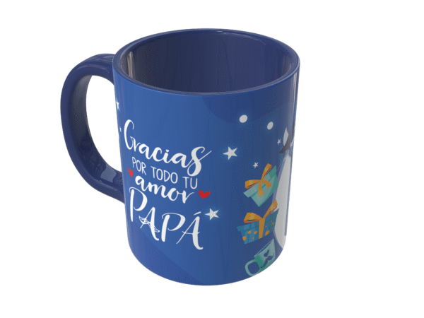 Taza azul para el Día del Padre con interior de color – vista 2