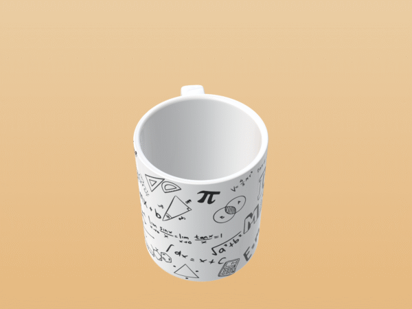 Taza matemática de cerámica blanca con fórmulas – vista 2