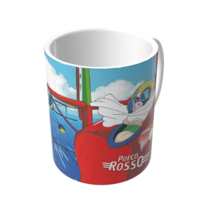 Taza Porco Rosso de cerámica blanca – vista 3