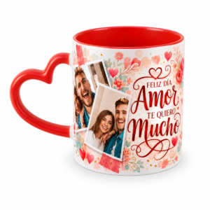 Taza personalizada con asa de corazón roja en Valle de los Chillos Ecuador