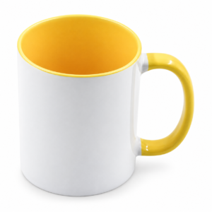 Taza para diseñadores I’m OK con interior y asa amarillos